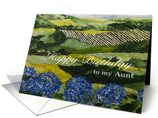 Blue Flowers /Landscape - Happy Birthday Card for Aunt card (1120942)