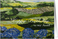 Blue Flowers /Landscape - Happy Birthday Card for Aunt card