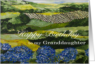 Blue Flowers /Landscape - Happy Birthday Card for Granddaughter card