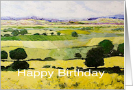 Yellow and Green Landscape - Happy Birthday Card