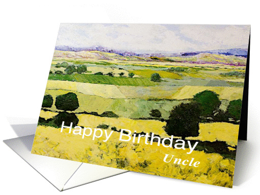 Yellow and Green Landscape - Happy Birthday Card for Uncle card