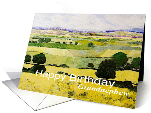 Yellow and Green Landscape - Happy Birthday Card for Grandnephew card