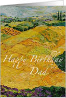 Yellow Hill & Fields Landscape - Happy Birthday Card for Dad card