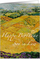 Yellow Hill & Fields Landscape - Happy Birthday Card for Son in Law card