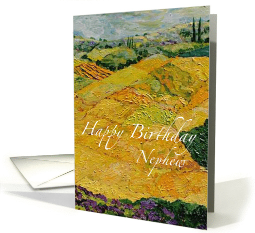 Yellow Hill & Fields Landscape - Happy Birthday Card for Nephew card