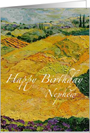 Yellow Hill & Fields Landscape - Happy Birthday Card for Nephew card