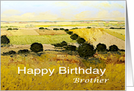 Yellow Fields/Trees Landscape-Happy Birthday Card for Brother card