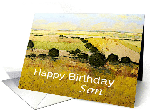 Yellow Fields/Trees Landscape-Happy Birthday Card for Son card