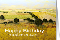 Yellow Fields/Trees Landscape-Happy Birthday Father in Law card