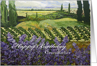 Vineyard/Wildflowers /Trees Landscape-Happy Birthday Grandfather card