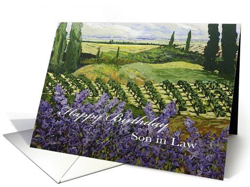 Vineyard/Wildflowers /Trees Landscape-Happy Birthday Son in Law card