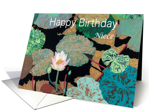 Pink Water Lily and Pods -Happy Birthday Niece card (1122338)