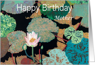 Pink Water Lily and Pods -Happy Birthday Mother card