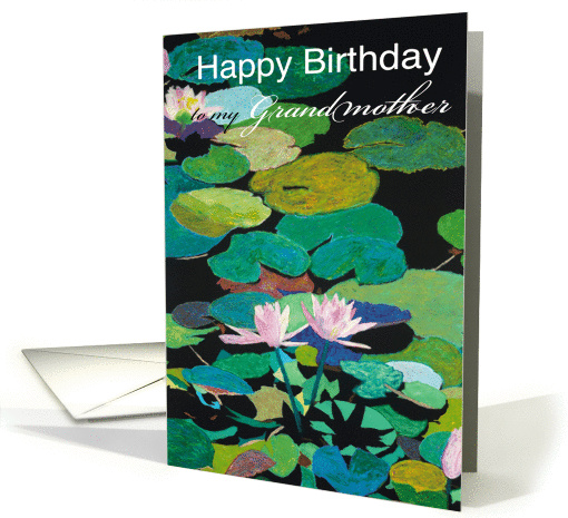 Pink Water Lilies and Pods - Happy Birthday Grandmother card (1123136)