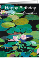 Pink Water Lilies and Pods - Happy Birthday Grandmother card