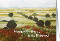 Landscape with trees & wildflowers-Happy Birthday Friend card