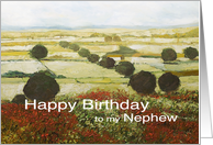 Landscape with trees & wildflowers-Happy Birthday Nephew card