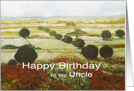 Landscape with trees & wildflowers-Happy Birthday Uncle card