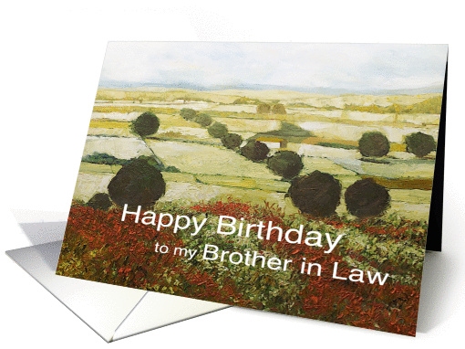 Landscape with trees & wildflowers-Happy Birthday Brother in Law card