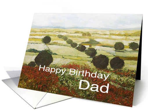 Landscape with trees & wildflowers-Happy Birthday Father card