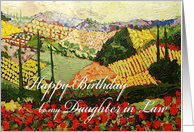 Landscape with trees & red flowers-Happy Birthday Daughter in Law card