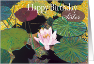 Pink Water Lily and Pods-Happy Birthday Sister card