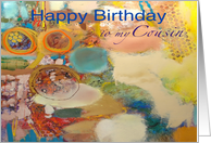 Colorful Abstract Painting - Happy Birthday Cousin card