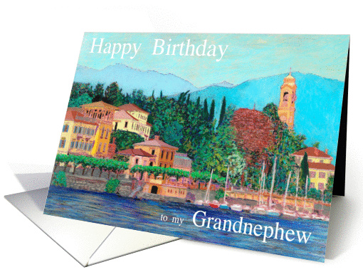 A small village on Lake Como Italy - Happy Birthday Grandnephew card