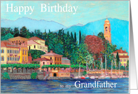 A small village on Lake Como Italy - Happy Birthday Grandfather card