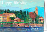 A small village on Lake Como Italy - Happy Birthday Uncle card