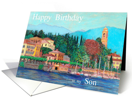 A small village on Lake Como Italy - Happy Birthday Son card (1123768)