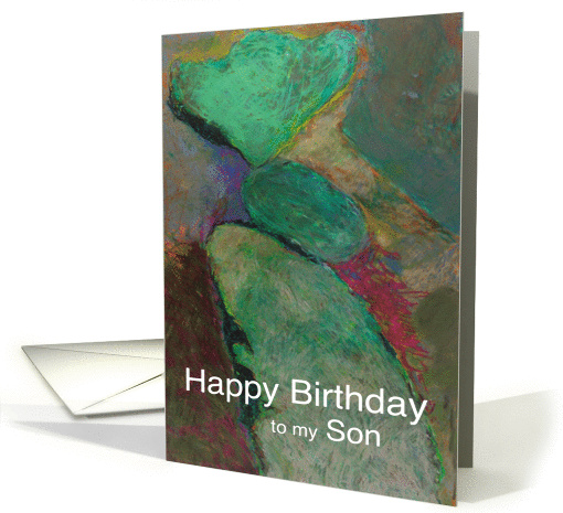 Colorful rocks piled on top of other rocks-Happy Birthday Son card