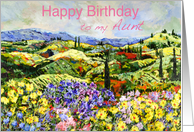 Colorful landscape and flower garden-Happy Birthday Aunt card