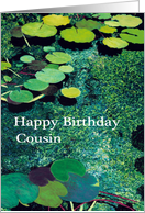 Green Water Lily Pond - Happy Birthday Cousin card