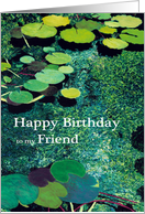 Green Water Lily Pond - Happy Birthday Friend card