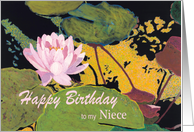 Pink Water Lily & Green Pods - Happy Birthday Niece card