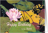 Pink Water Lily & Green Pods - Happy Birthday Aunt card