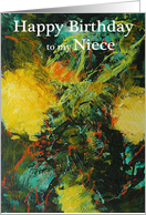 Original Floral Abstract Painting - Happy Birthday Niece card