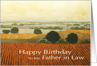 Warm Vineyards & Fields Landscape- Happy Birthday Father in Law card