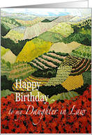 Red flowers & vineyards Landscape- Happy Birthday Daughter in Law card