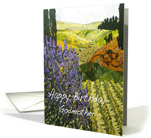 Landscape with Wildflowers - Happy Birthday Godmother card (1126586)