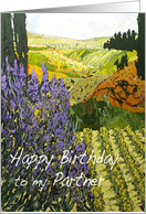 Landscape with Wildflowers - Happy Birthday Partner card