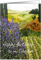 Landscape with Wildflowers - Happy Birthday Cousin card