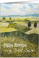 Landscape with trees,wildflowers - Happy Birthday Great Uncle card