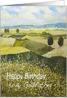 Landscape with trees,wildflowers - Happy Birthday Godfather card