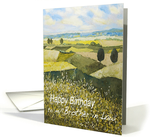 Landscape with trees,wildflowers - Happy Birthday Brother in Law card