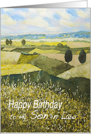 Landscape with trees,wildflowers - Happy Birthday Son in Law card