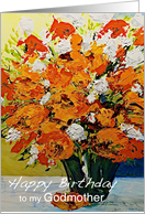 Red,White,Orange Flowers in a Vase - Happy Birthday Godmother card