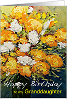 White & Orange Flowers in a Vase - Happy Birthday Granddaughter card