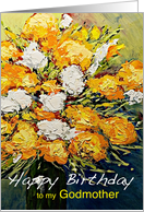 White & Orange Flowers in a Vase - Happy Birthday Godmother card